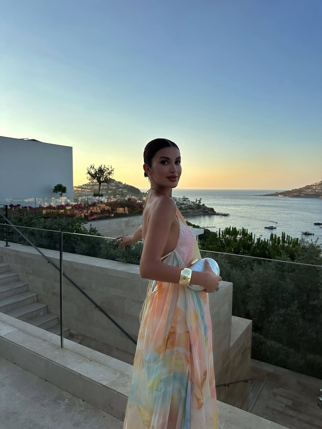 Watercolour Floral Halter Neck Flowy Maxi Dress - Wedding Guest